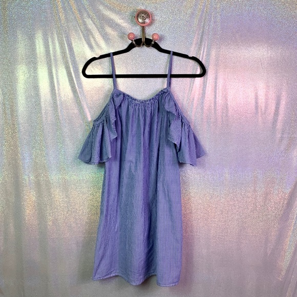 Rebellion Dresses & Skirts - Rebellion | Striped Cold Shoulder Dress